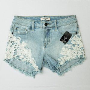 New GUESS Diana Crochet Skinny Jean Shorts sz 27